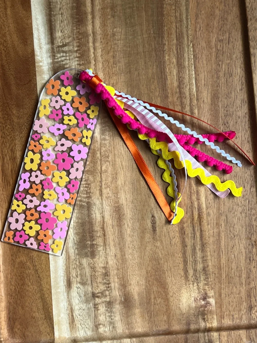Handmade Key Chain and Bookmark Smiley Face & Floral Set